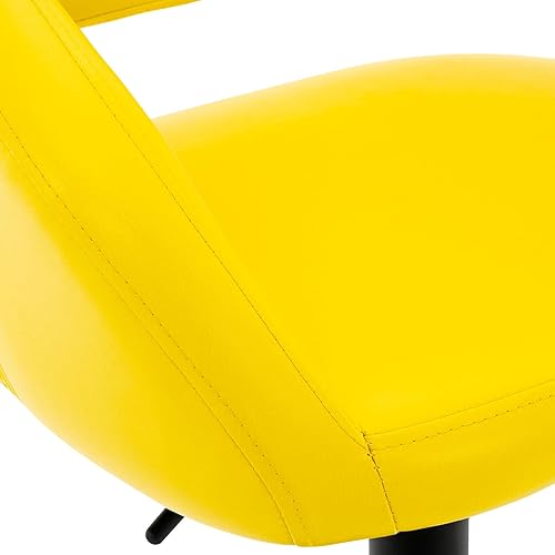 Miniatura 96 de Vogue Furniture Direct Taburete de bar ajustable con respaldo y brazos huecos, moderno taburete giratorio de piel sintética, silla de barra de Negro