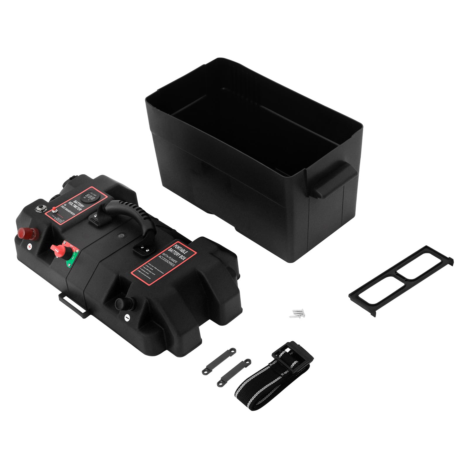 Contenitore batteria per barca Multifunzione contenitore batteria per motore di barca Con doppia presa USB Scatola batteria Monitoraggio della tensione Per barca marina, camper, campeggio