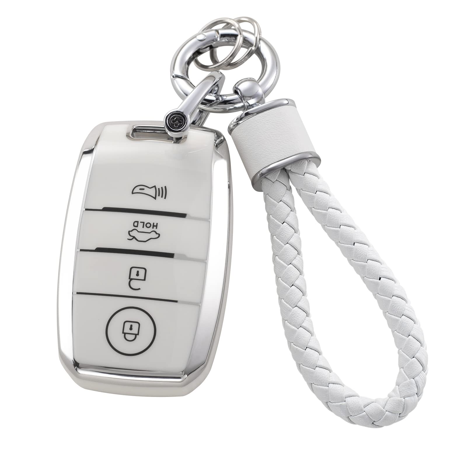 White key fob cover with keychain
