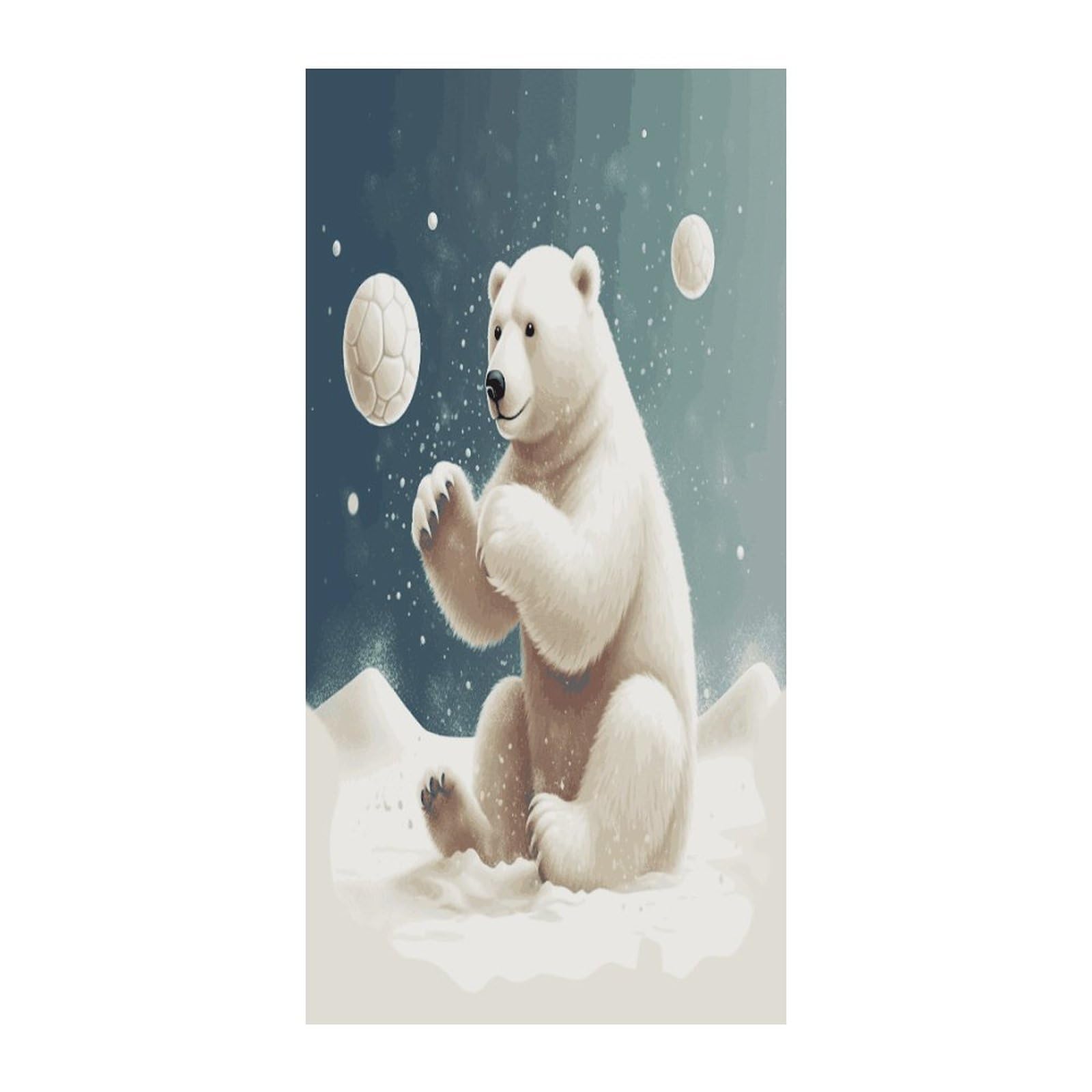 Fekiloot Style Funny Polar Bear Playing Snowball Door Curtain Room Divider Curtains