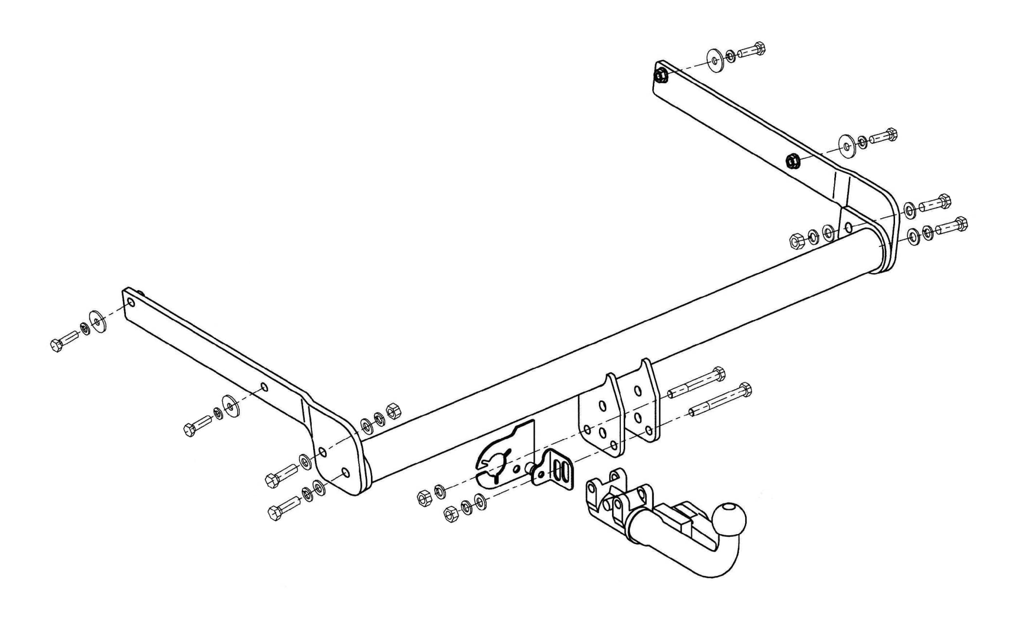 Hook Kompletny hak holowniczy wypinany poziomo kompatybilny z Ford Kuga I 06.2008-2013 + uniwersalna wiązka elektryczna 13-PIN