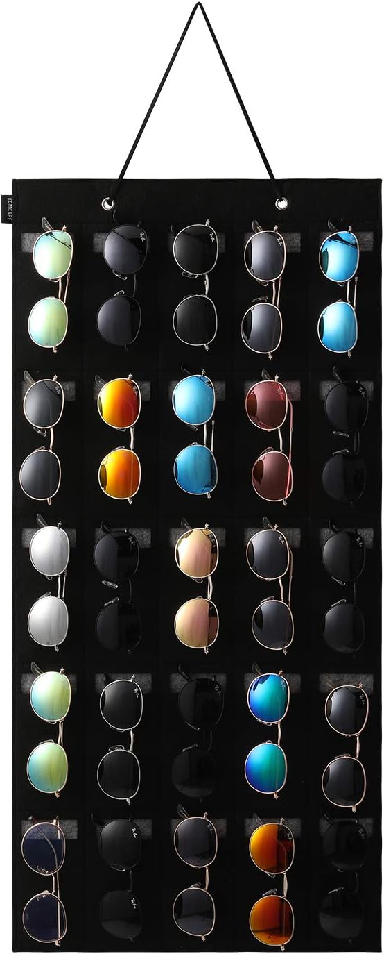 サングラスオーガナイザーストレージ &ndash; 16スロット メガネストレージ 壁ポケット ディスプレイ ドアに掛ける メガネディスプレイ