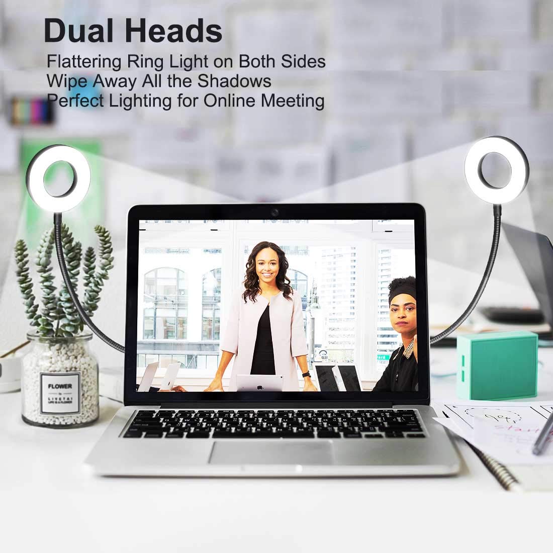 DAKASON Clip on Ring Light for Video Conference Lighting, USB Laptop