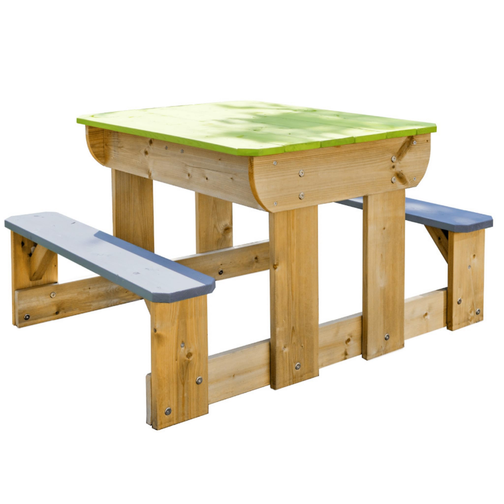 Mesa de Picnic con Arena y Agua para Niños con Bancos de Madera y 2 Bandejas Plásticas