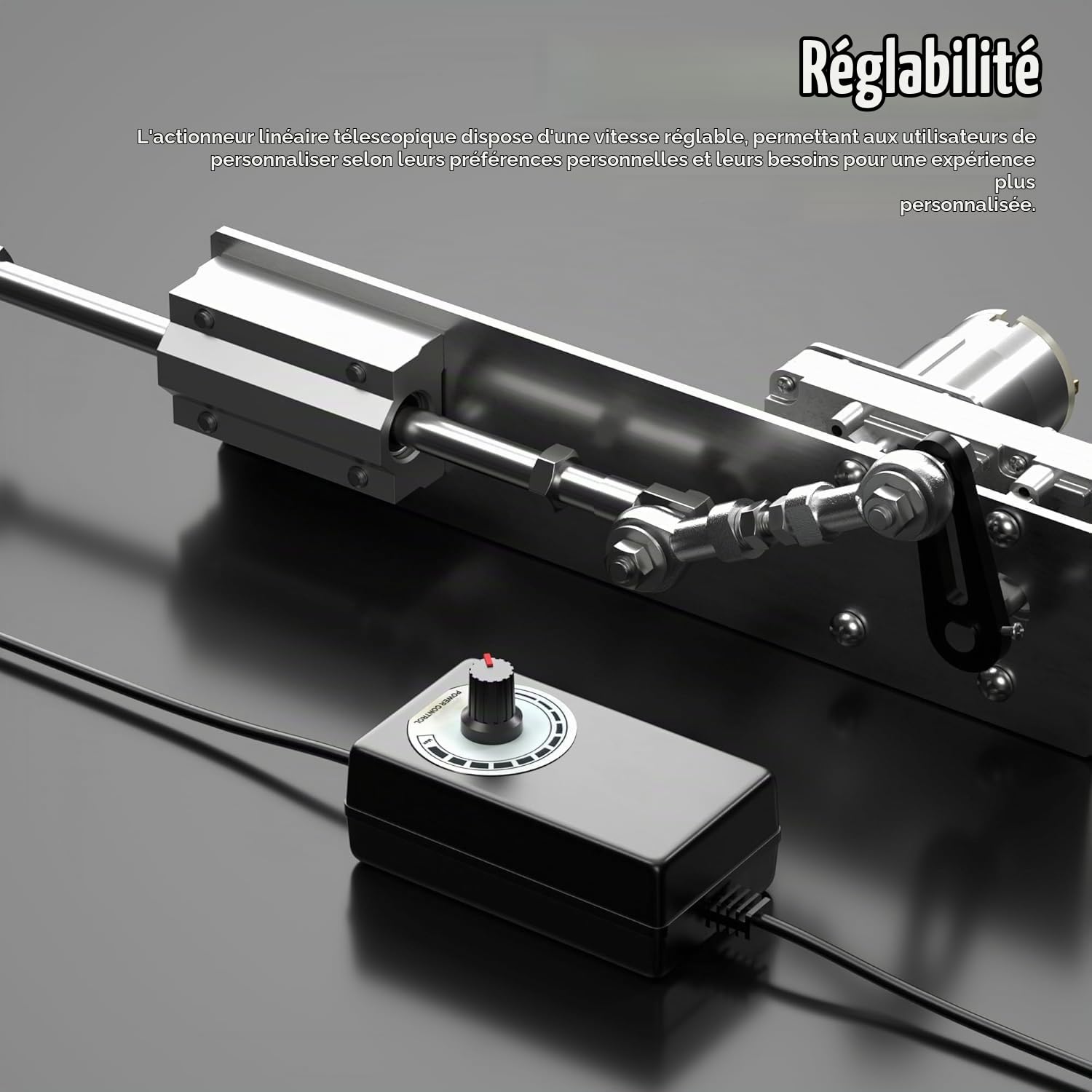 Actionneur Linéaire à Cycle Alternatif DC 12V, Moteur à Piston Alternatif Course 2-8cm, Entraînement Linéaire Linear Actuator 95RPM, Moteur Télescopique Réglable avec Régulateur de Vitesse