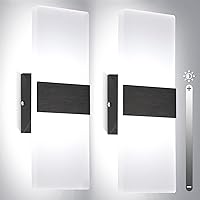 Vista 1 de TRLIFE Dimmable Wall Sconces, Modern Wall Sconces Set of 2 Hardwired Wall Mounted Lights 12W 6000K Cool White LED Wall Sconce Lighting for Bedroom