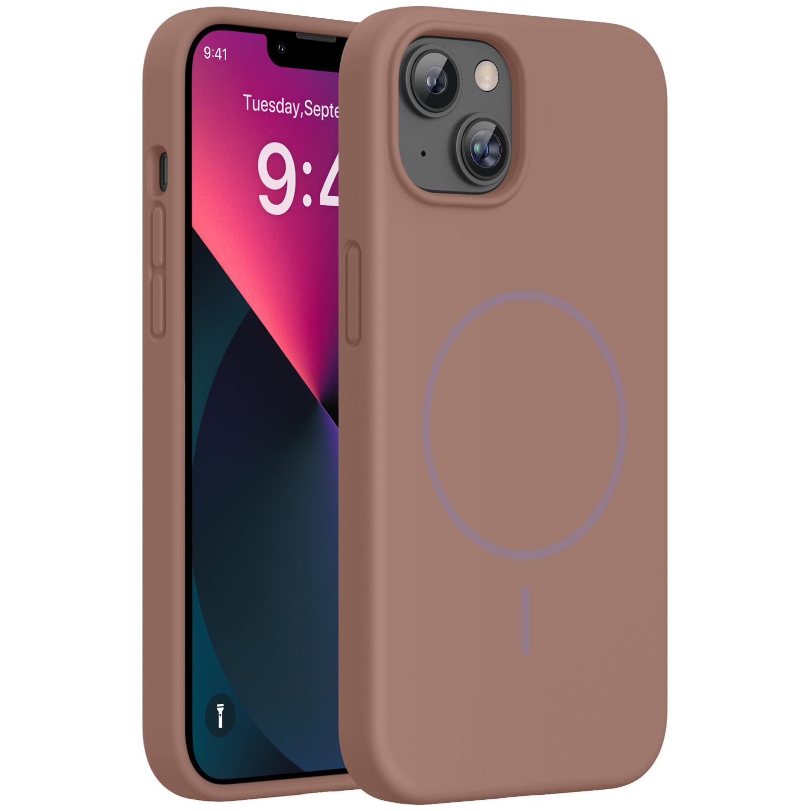 Miracase Silicone &amp; Magnetic for iPhone 13 Case, Chocolate