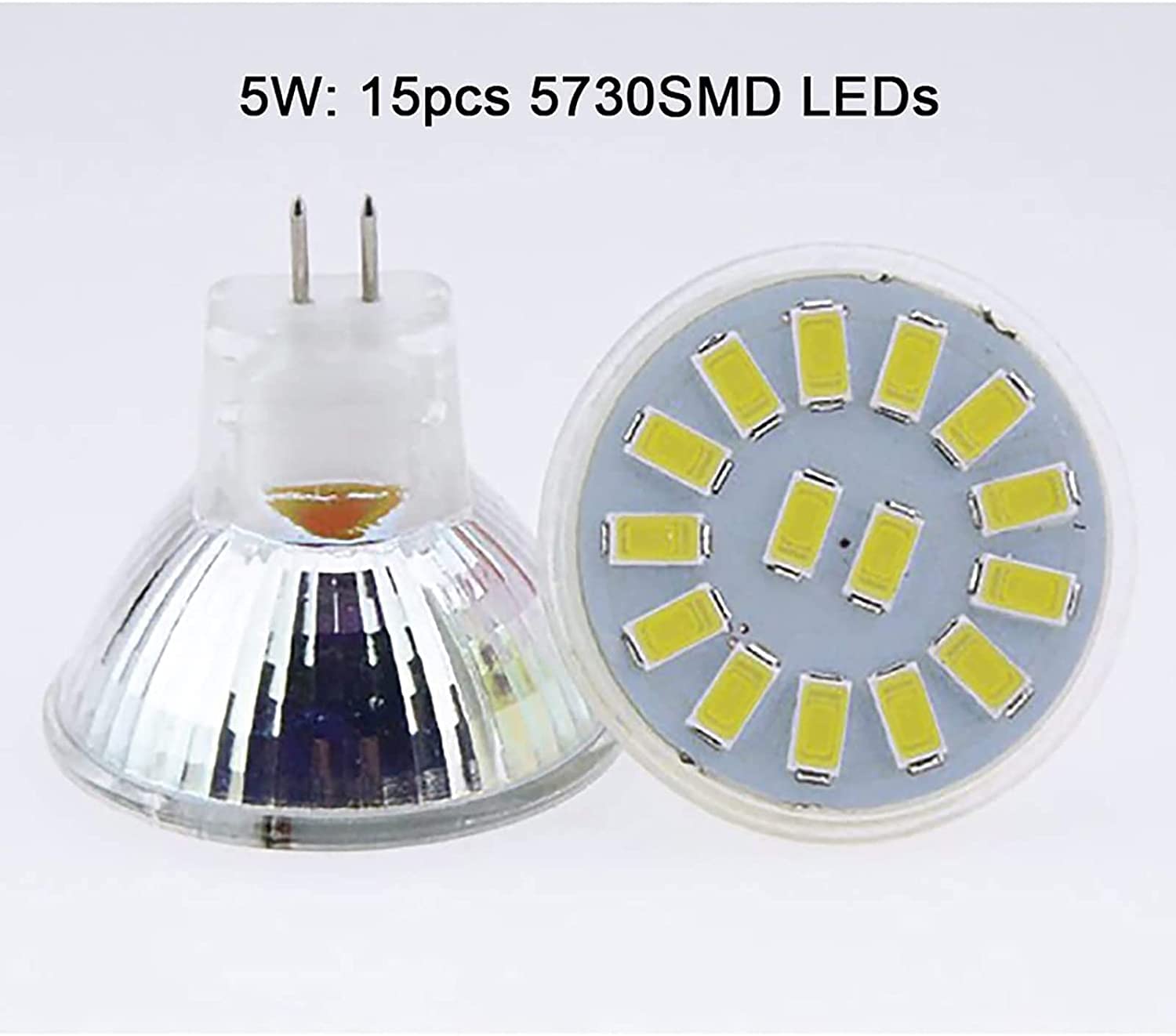 Bombillas Led MR11 GU4 5W, Reemplazar 40W halógeno equivalente LED bombilla foco lámpara 400LM 12V GU4 foco foco para el hogar, iluminación de pista de paisaje al aire libre,Cold white,12 Pack
