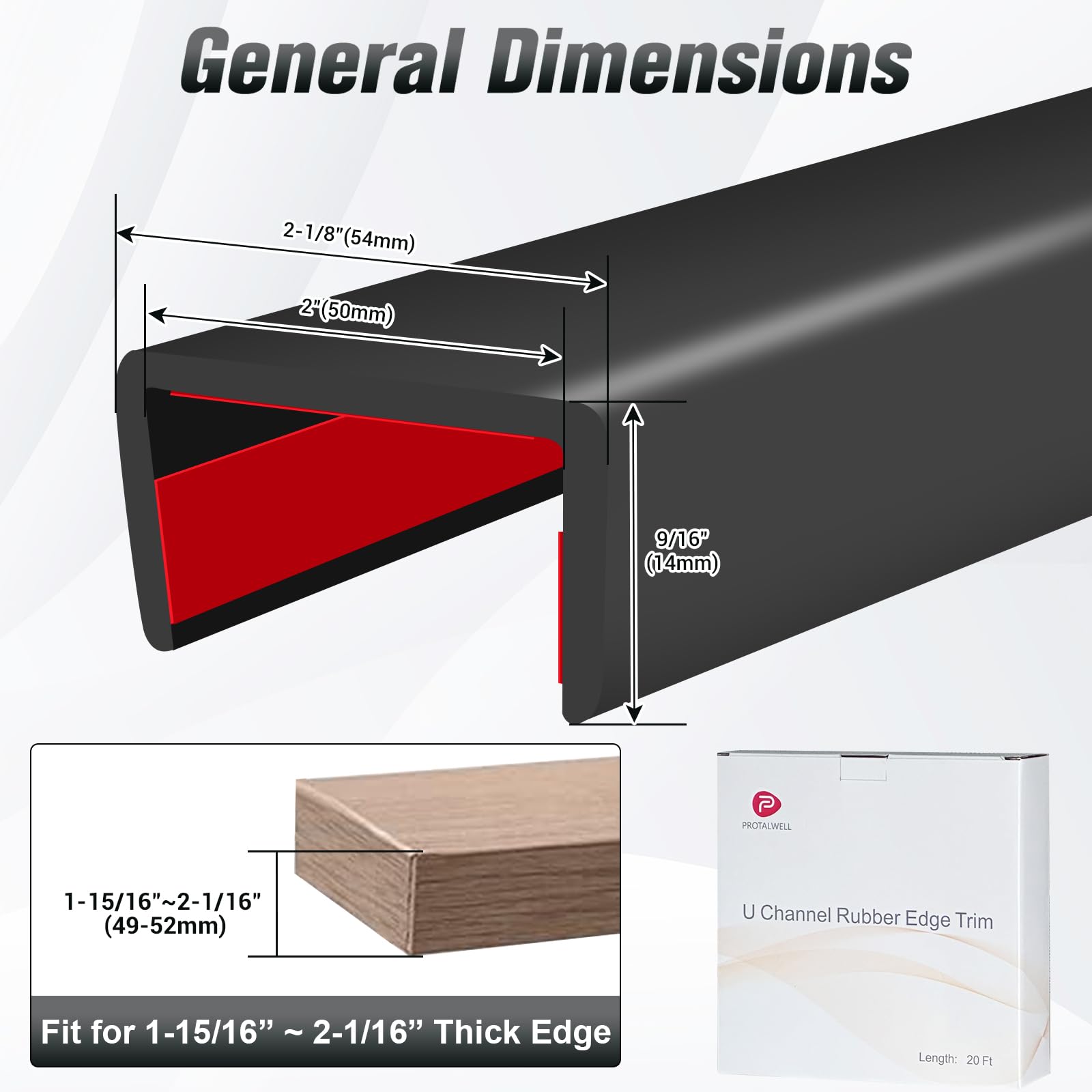 Snapklik.com : Rubber Edge Trim, 2 Inch Wide U Channel Edge Trim, Big ...