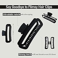 Vista 2 de Pinzas para el Cabello de 5 Pulgadas Irrompibles Negras XL Grandes Cuadradas Rectangulares Clip Clamp para Cabello Grueso Rizado Largo Mujeres