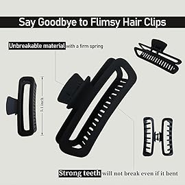Nalodu Hair Claw Clips 5 Inch Unbreakable Square Rectangle Clip Clamp Neutral Colors for Thick Curly Long Hair Women - 2 Pack