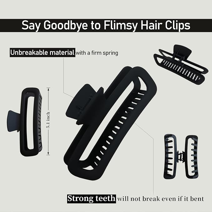 Pinzas cuadradas resistentes para cabello grueso rizado 2 unidades miniatura 2