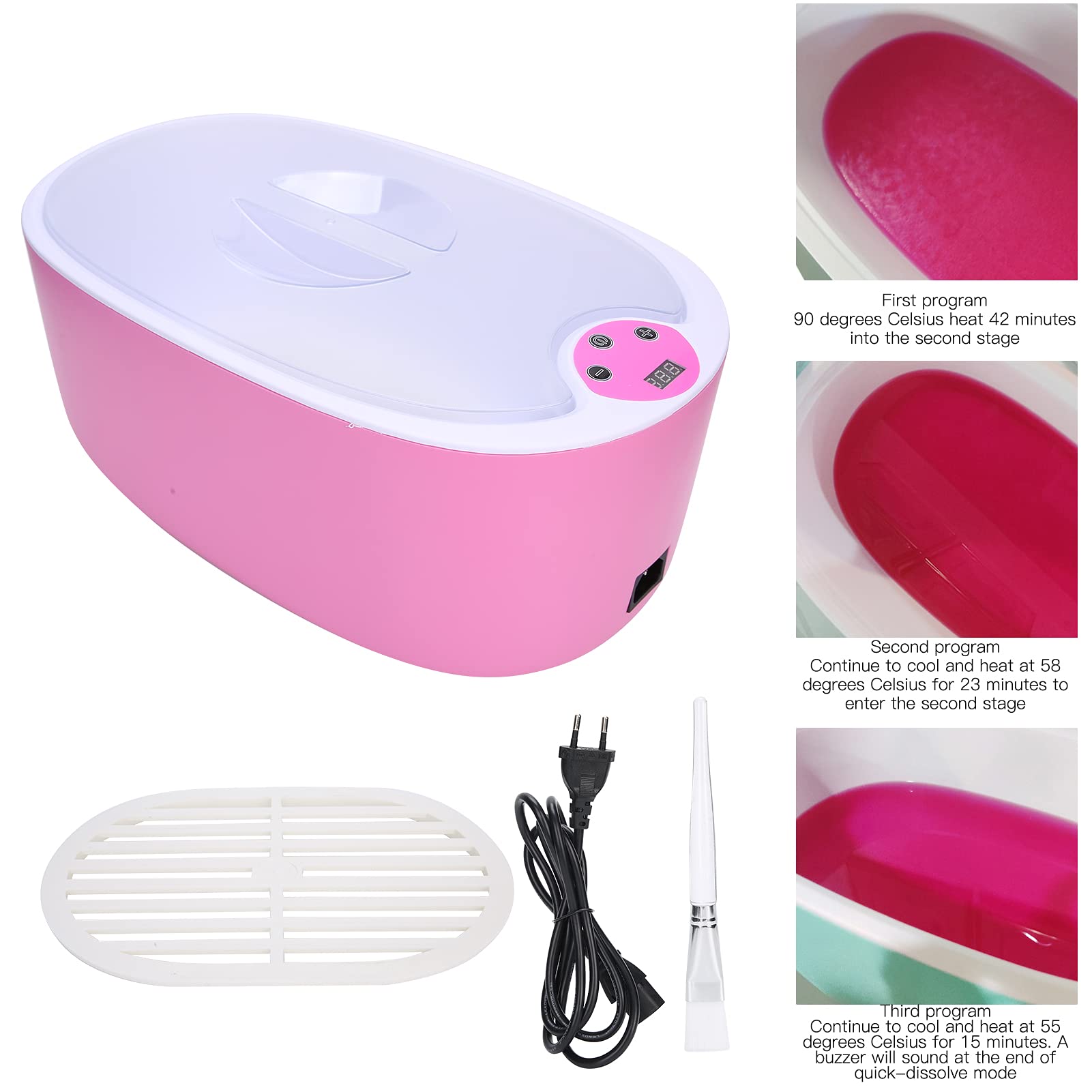 Haarentfernung Wachswärmer 230W mit Digitaldisplay YM-8004 Set Großraum Wachsmaschine mit Wärmeschutzschild & Pinsel für Hände, Ellbogen, Füße, Heisswachs Haarentfernung