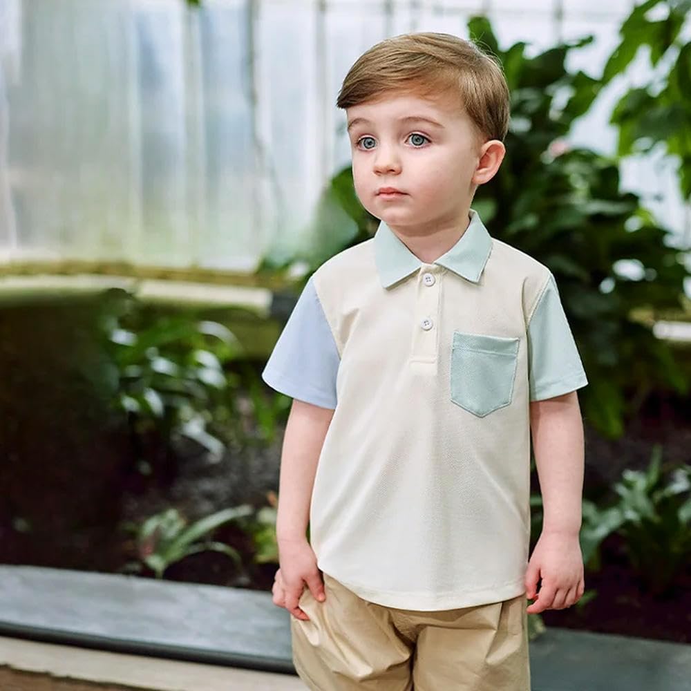 CYBHSM - Polo de manga corta para niños, transpirable, de secado rápido, elastano, 2-7 años