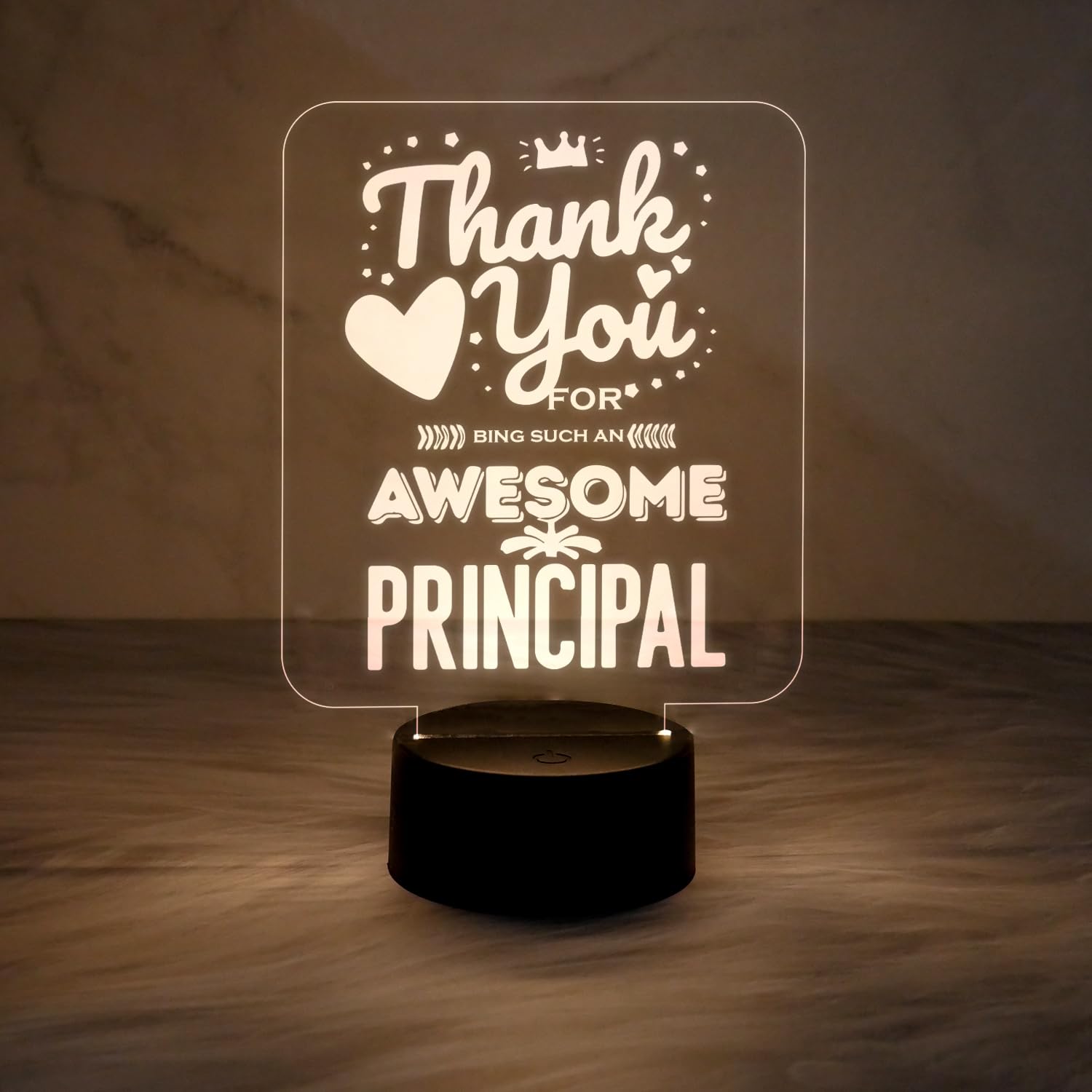 Gift Me Bazar Principal Appreciation Gift for Men Women | School Principal Gift | Decorative Acrylic Desk Table Lamp with Warm White Light |Home Office Desk Décor Light-image-3