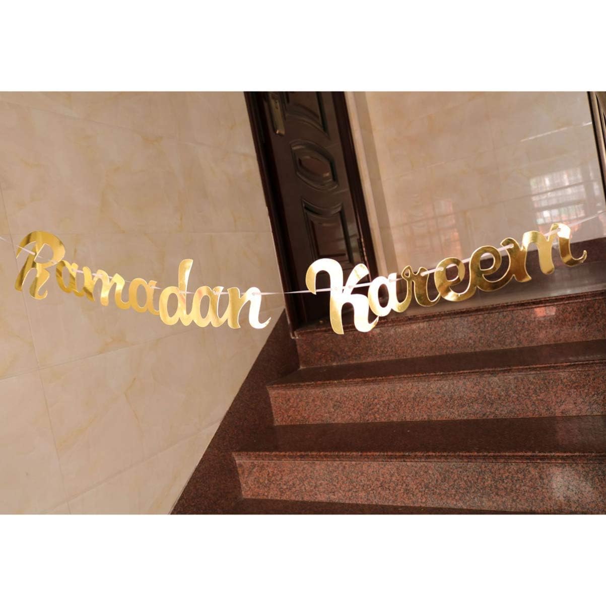 Festiko® Ramadan Party Decorations for Home Ramadan Kareem Banner for Eid Mubarak Decor (BANNER-METALLIC) 2