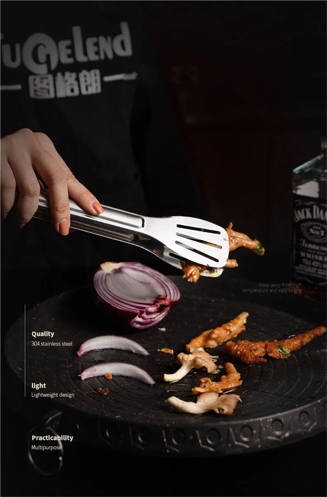 Pinzas para barbacoa, Pinzas de Cocina Acero Inoxidable Plata 9/12/14 pulgadas(12inch 1pc)