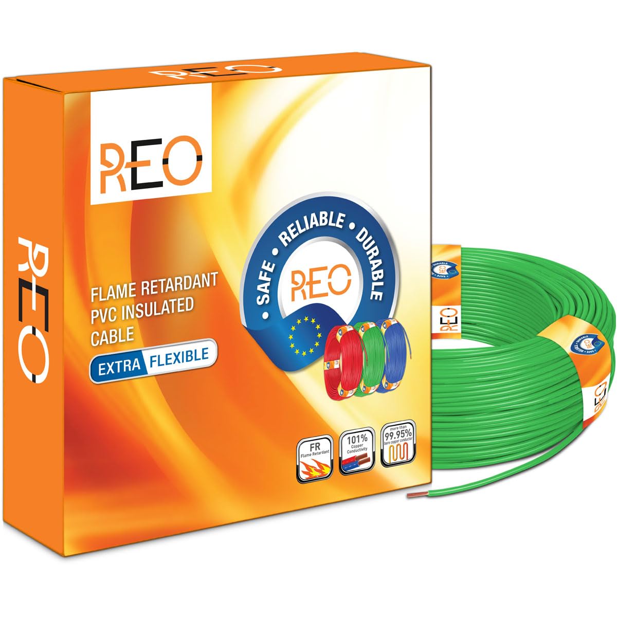 REO by Havells | 1.5 sqmm Copper Wire (90 meter -Green)| Class 5 Conductor (99.95% copper)|Flame Retardant - Extra Flexible PVC Insulated Cable Ideal for Domestic (WRFFDNGA11X5)-image-33