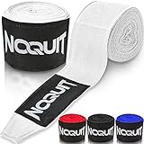 noquit® Premium Bende – lunghezza 4 m – halbelastisch – con luftdurchlaessigem lavaggio – & sacchetto per il trasporto – Bende con asola per Boxe, MMA e kickboxing, Weiß 4m