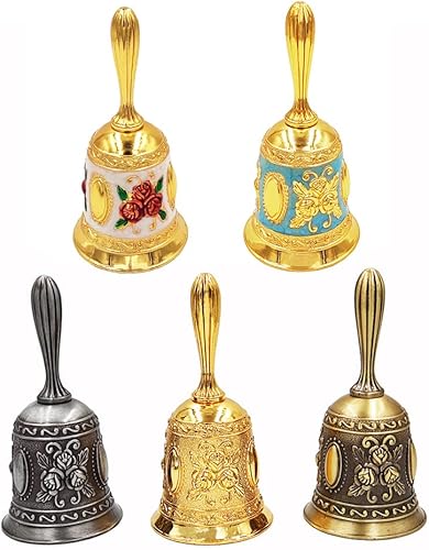 Miniatura 7 de Hourwof Campana de mano, campana de cena de metal, campanas decorativas de boda, campanas de servicio, campana de llamada, campana de Navidad, azul
