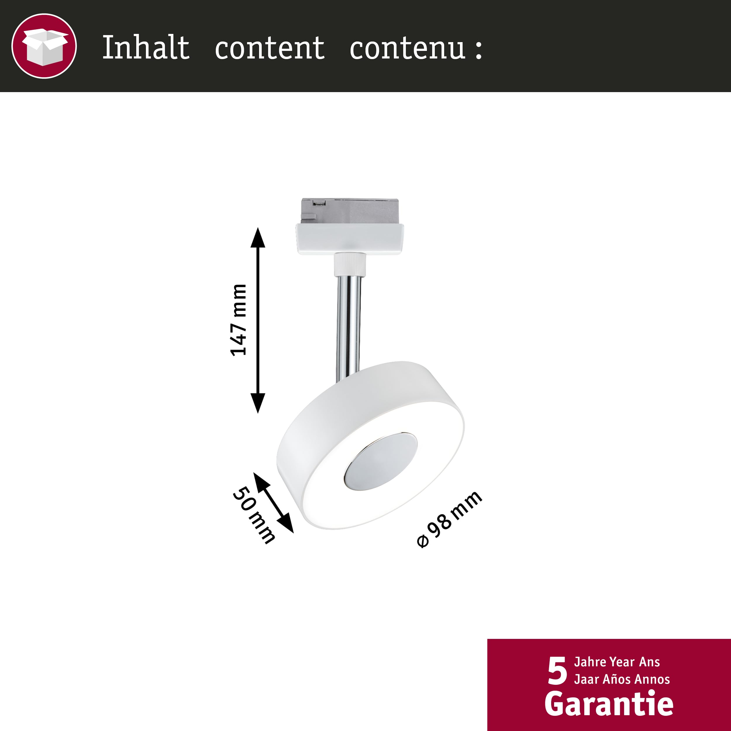 Paulmann URail System LED Spot Circle 1x5W Weiß 230V