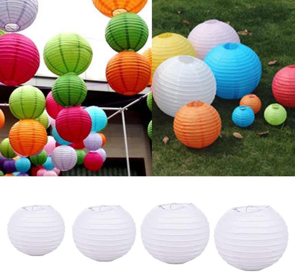 Paper Lamp Wedding Party Decoration White Lantern Hanging Decoration, Chinese Mid Autumn Round Hanging Lantern Ball(10cm 4inch)