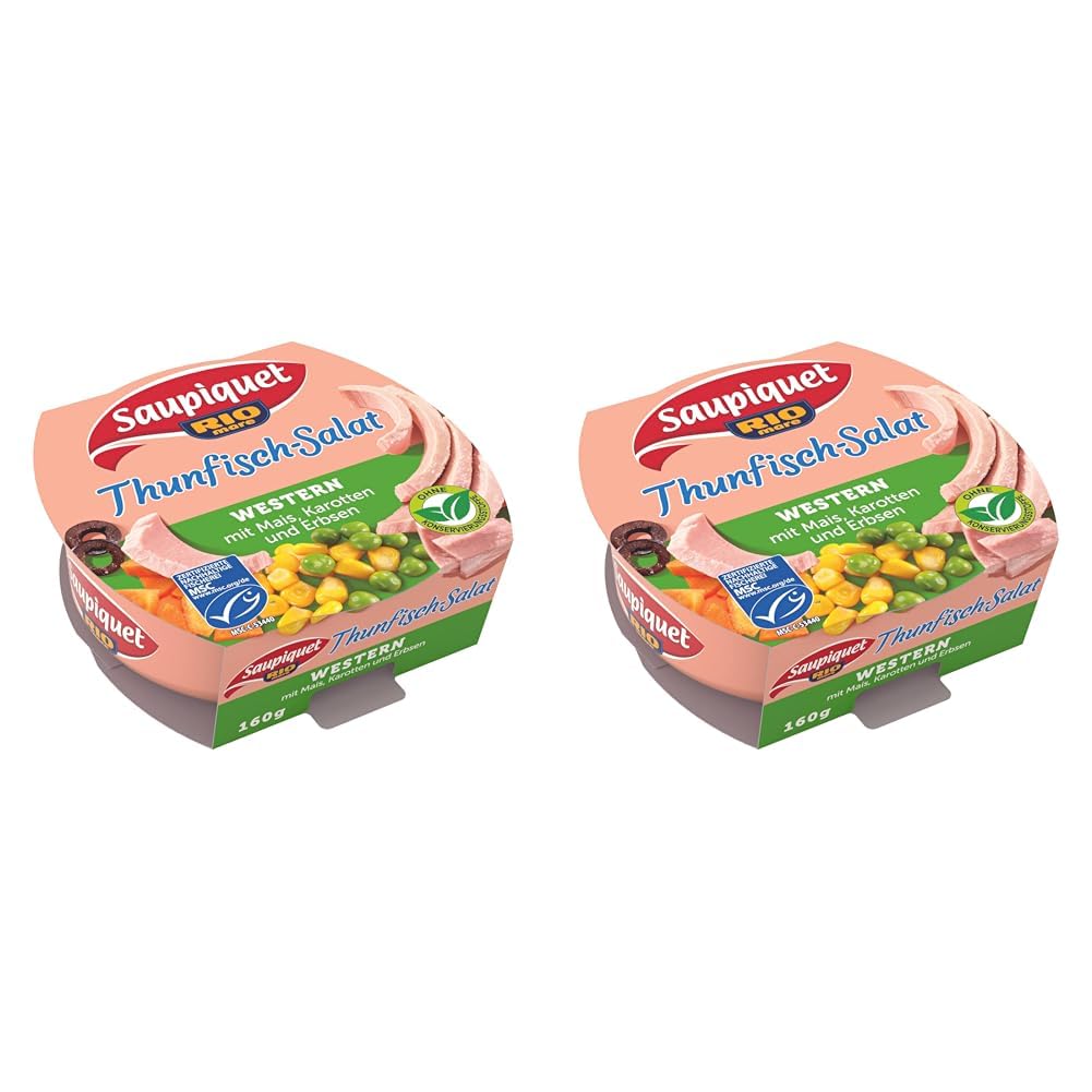 Saupiquet Rio Mare Thunfisch-Salat Western, MSC zertifiziert, Fix und fertig zubereitet, Ideal für unterwegs, 160g (Packung mit 2)