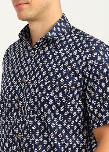 Image of BLOCKS OF INDIA Cotton Hand Block Print Half Sleeves Summer Shirt for Men