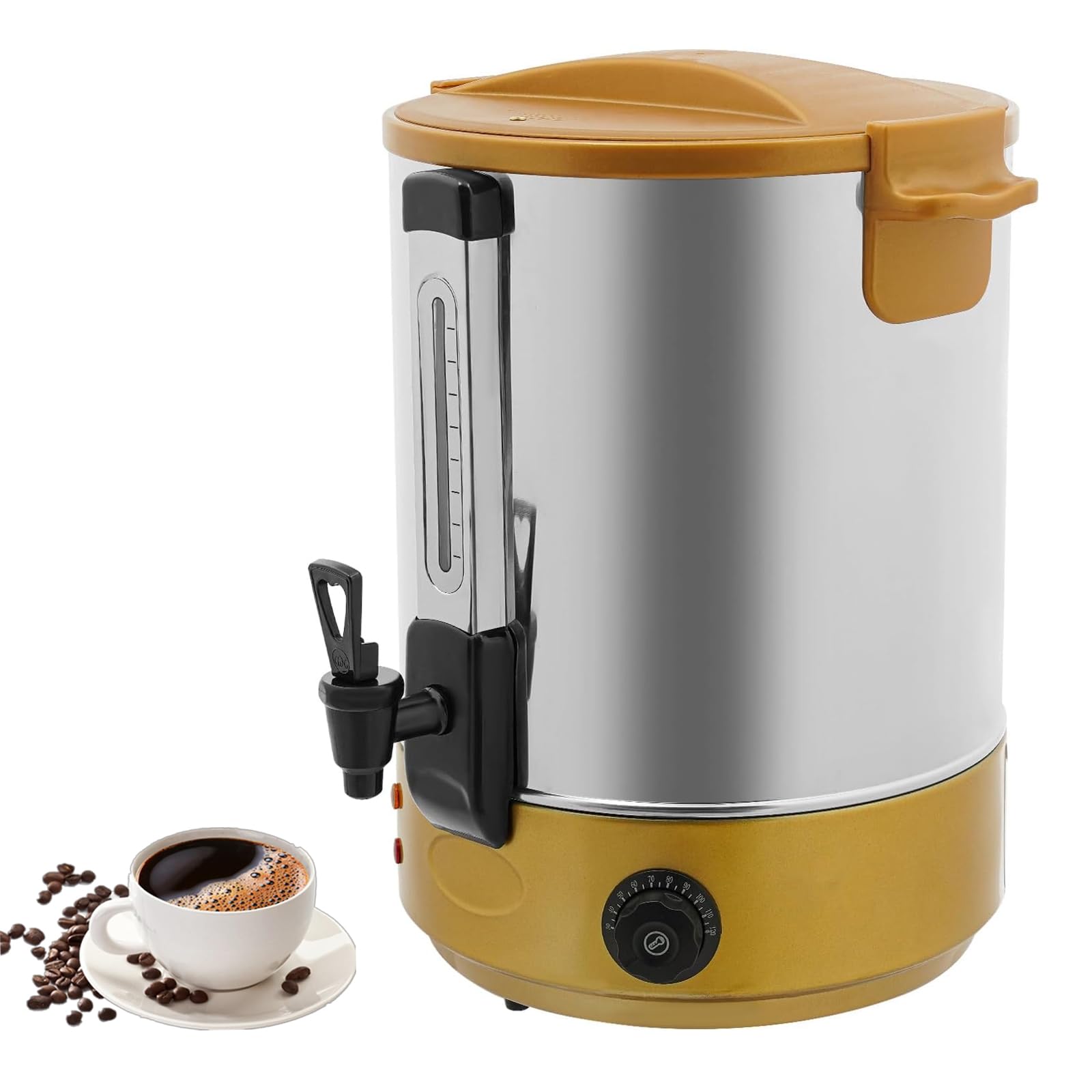 Coffee Urn Commercial Grade Stainless Steel Hot Beverage Dispenser with Faucet Adjustable Temperature 86-230℉ for Coffee Tea Chocolate 18L/4.8Gal