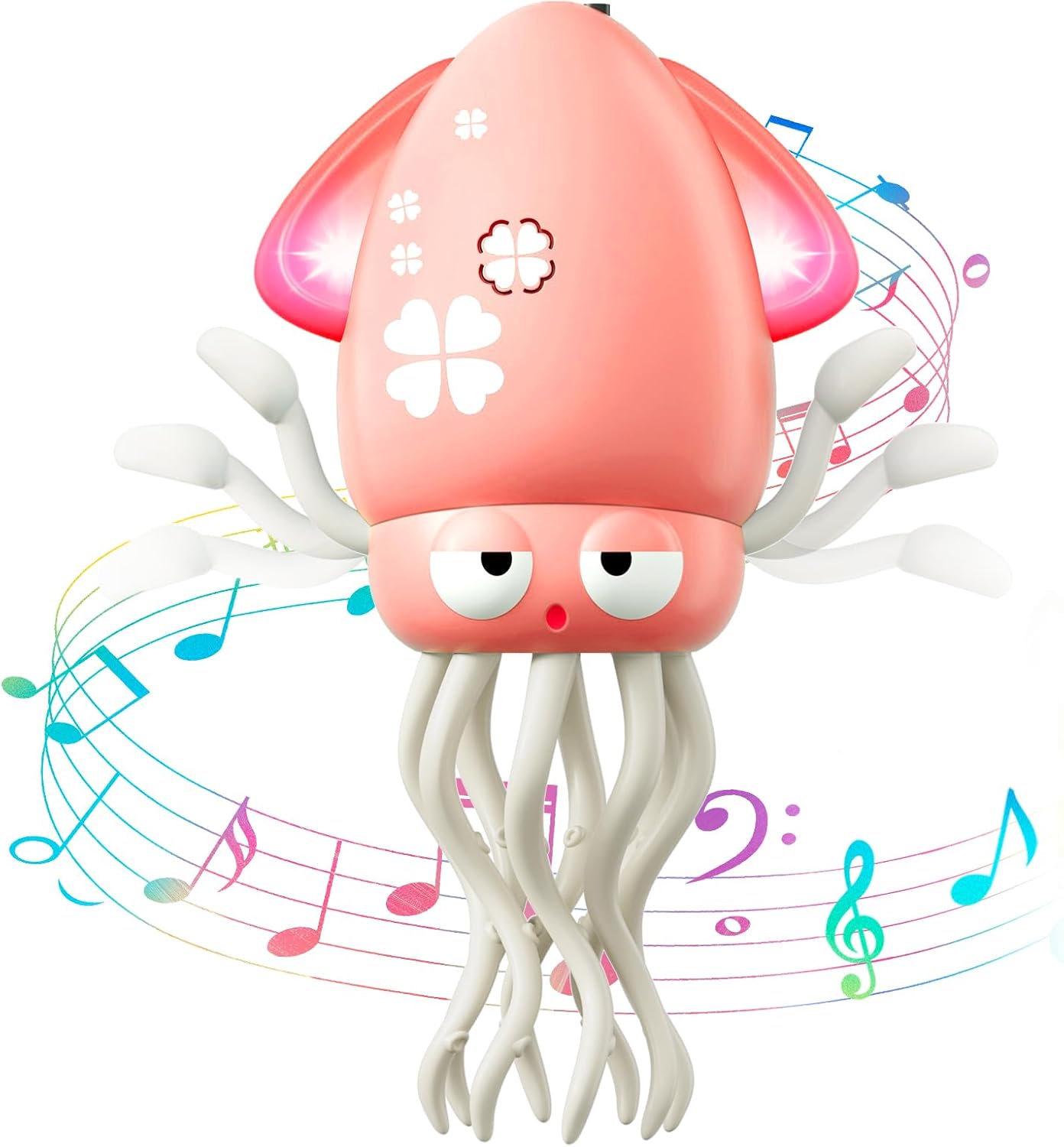 Dancing Octopus Toy, Funny Electric Dancing Squid Toys with LED & Music,Creative Crazy 8-Leg Action Crawling Octopus Tummy Time Toys for Stress Relief & Kids, Pink