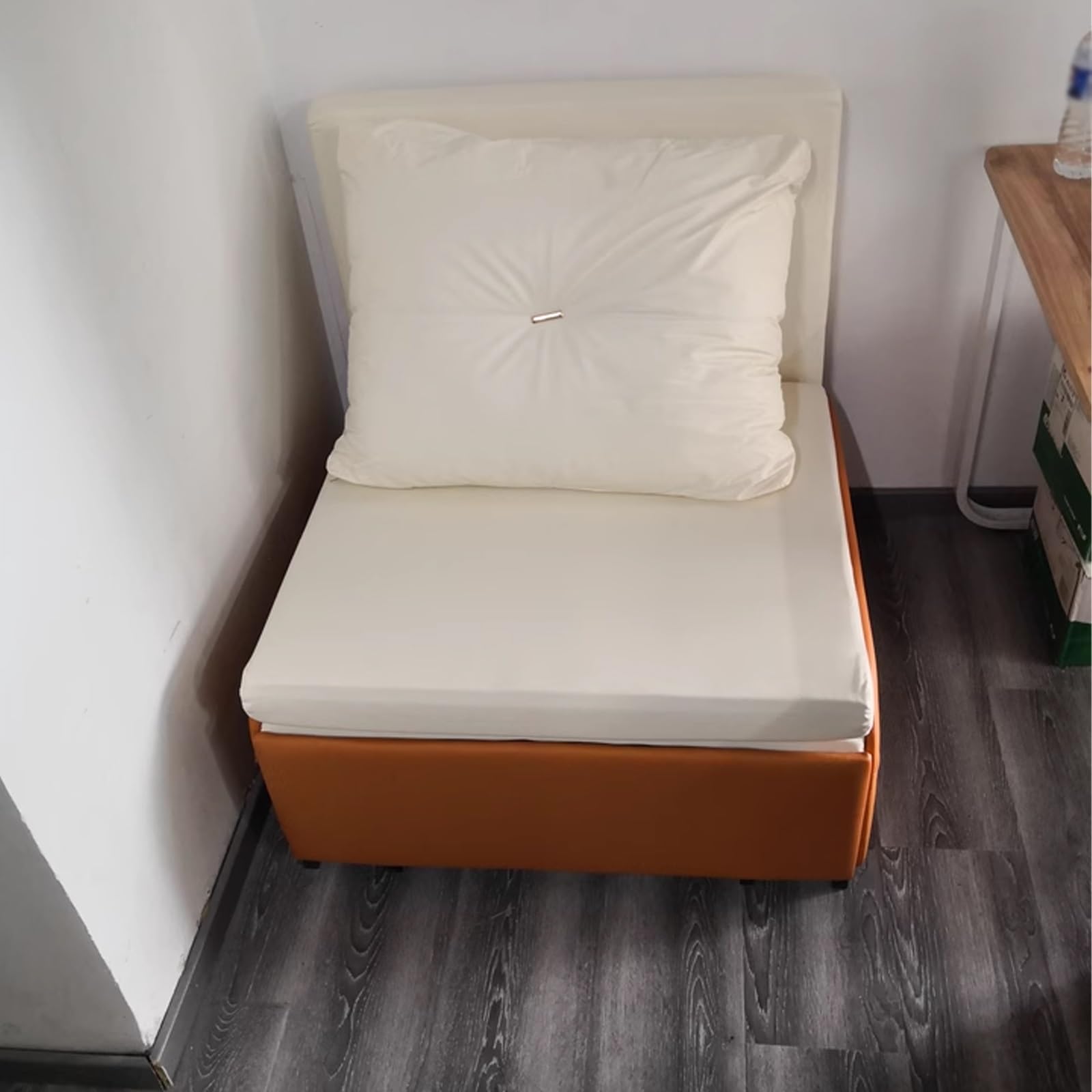 Recamiere mit Schlaffunktion und Bettkasten Schaumstoff- und Latexfüllung Waschbarer Katzenkratzstoff Liegesessel Garten Seitliche Aufbewahrungstaschen Geeignet für Arbeitszimmer, Atelier, Balkon(B,20