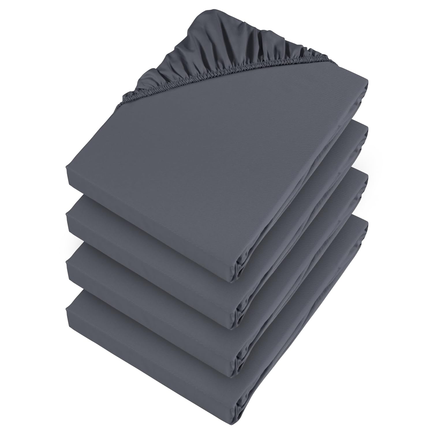 Aspire Homeware Fitted Bed Sheets King Size 4 Pack 25 Cm Deep Pocket Charcoal Bed Sheets - Soft & Breathable Fitted Bedsheet Brushed Microfiber Shrinkage and Fade Resistant Bottom Sheet