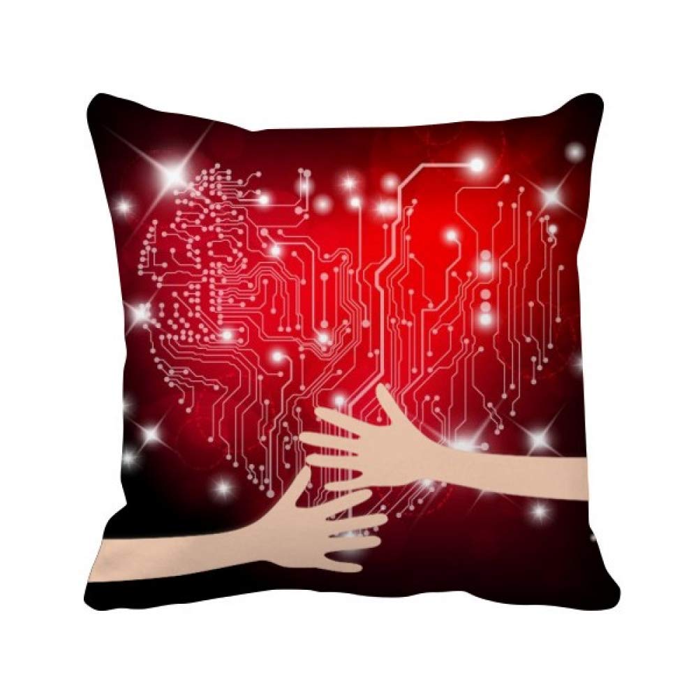 Coussin de coeur câlin Saint-Valentin noir rouge en tissu doux pour décoration intérieure