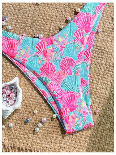 Women's 2 Piece Bikini Set Shell Triangle Thong Bikini Boho Seashell High Waisted Bathing Suit String Halter Swimsuit3