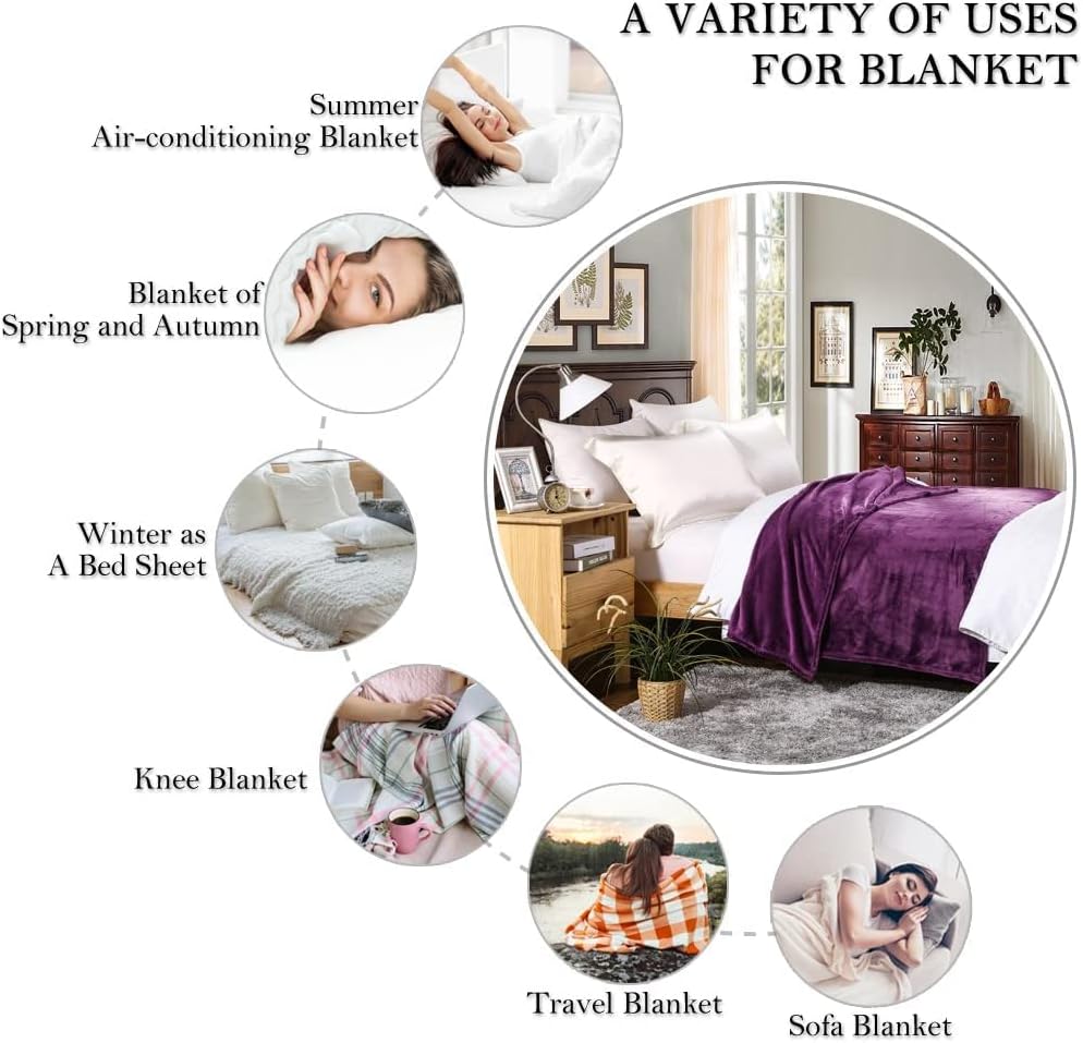 Miniatura 3 de HYSEAS cobija de terciopelo y felpa, cobija de vellón para el hogar