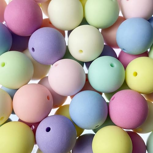 Miniatura 1 de Jmassyang 100 cuentas redondas de acrílico esmeriladas de color caramelo de 0.631 pulgadas (0.630 in), mezcla de colores caramelo, plástico, pastel,