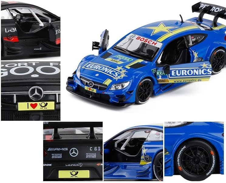 Image of 1:43 Scale Die-Cast Mercedes-Benz DTM Racing Model Car Toy - with Tray, Collectible Metal Toy Car with Openable Doors,Light,Sound & Pull-Back Action(Colour as per Stock)