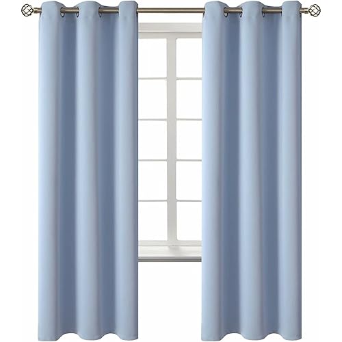 BGment Blackout Curtains for Living Room - Grommet Thermal Insulated Room Darkening Curtains for Bedroom, 2 Panels of 42 x 72 Inch, Spa Blue