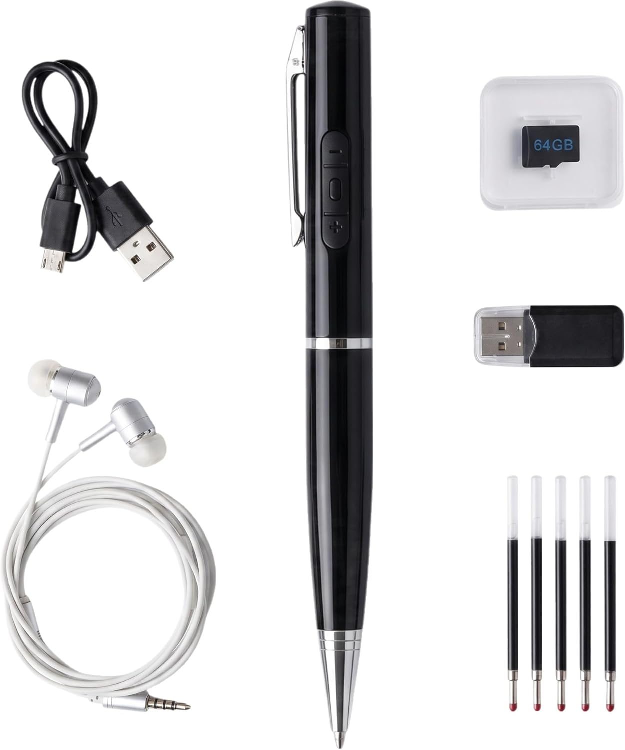 64GB Voice Recorder Pen, One-Touch Recording & MP3 Player, HD Noise Reduction, Playback While Writing, Ideal for Business Meetings, Interviews, Students