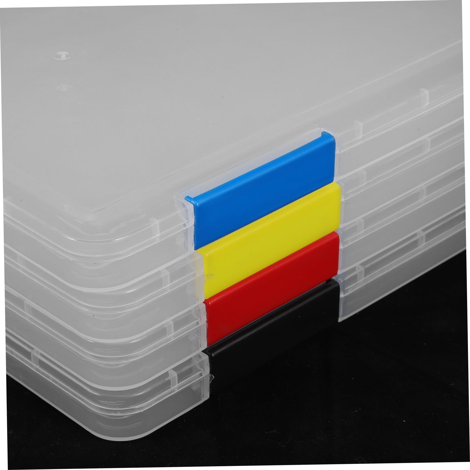 Set 4 Pezzi Scatola per File Trasparente in Plastico Superficie Liscia Non Facile da Deformare, Contenitore Organizzatore per Documenti da Scrivania e Ufficio