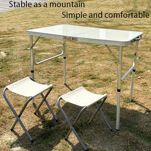 Table de camping pliante en aluminium bleu réglable avec filet