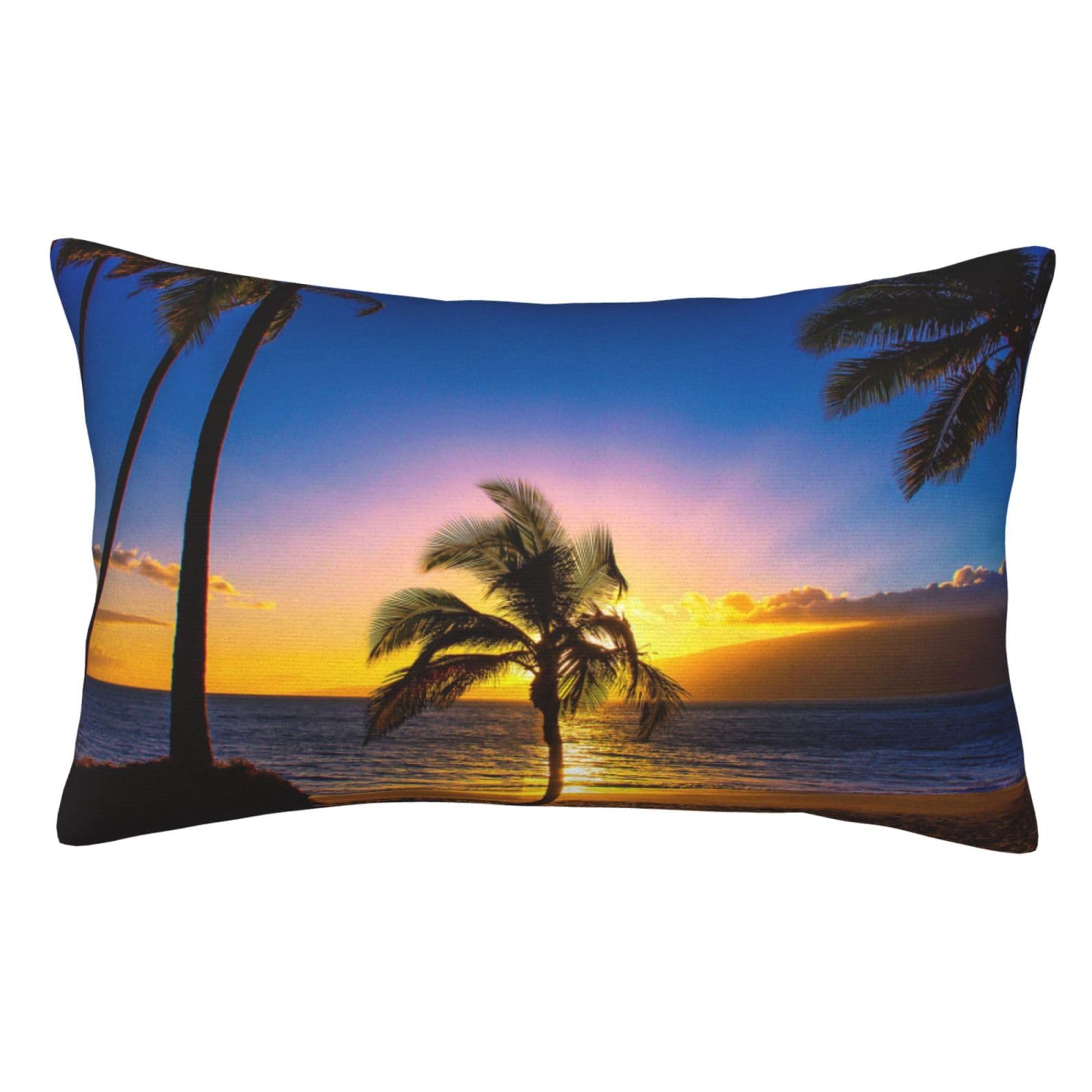 Soft Plush Pillow Cover For Sofa & Bed, Hawaii Beach, Standard Furry Throw Pillow Case 35x50 cm, Decorative Cushion Cover For Bedroom Living Room Decor, Hidden Zipper Pillowcases For All Seasons