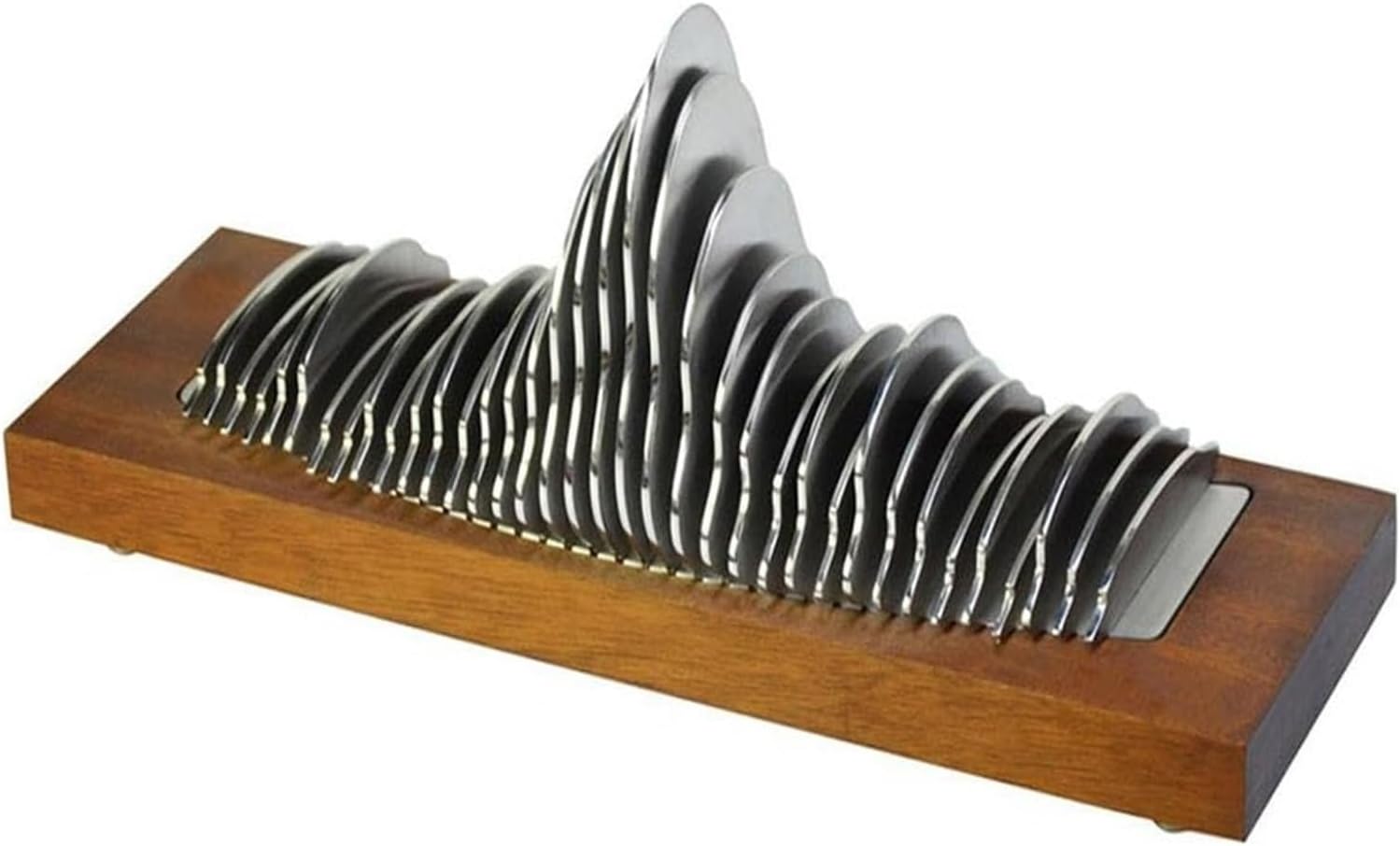 Stainless Steel Mountain Craft Statue, Desktop Mountain Sculpture Ornaments, 300 * 95 * 130mm Mountain Figurine, Solid Wood Base, for Home Office Table Decoration