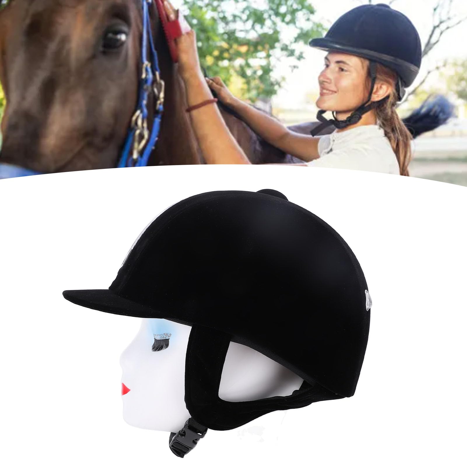 Adjustable Horse Riding Helmet, Breathable Stainless Steel Equestrian Helmet with Shock Absorbing Design for Security Gear, Detachable and Stylish