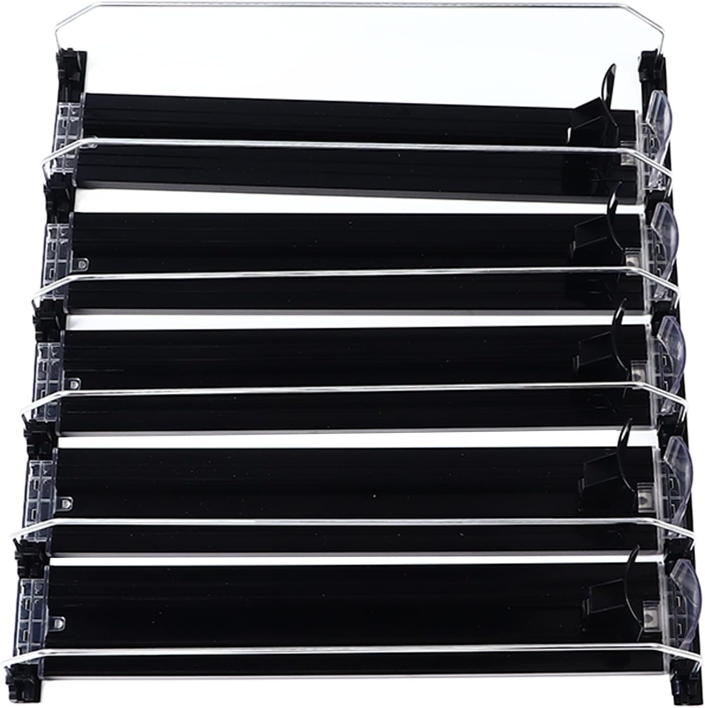 Soda Can Dispenser for Refrigerator, Spring Loaded Adjustable Push Fridge Drink Organizer, Beverage Bottle Can Dispenser and Soda Rack for Bar Fridge (Black)