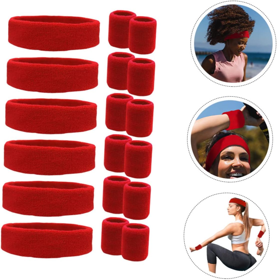 Balacoo 1Set Sweatband and Headband Men and Women Elastic Fitness Hairbands and Wristbands for Yoga Gym Running and Sports Activities