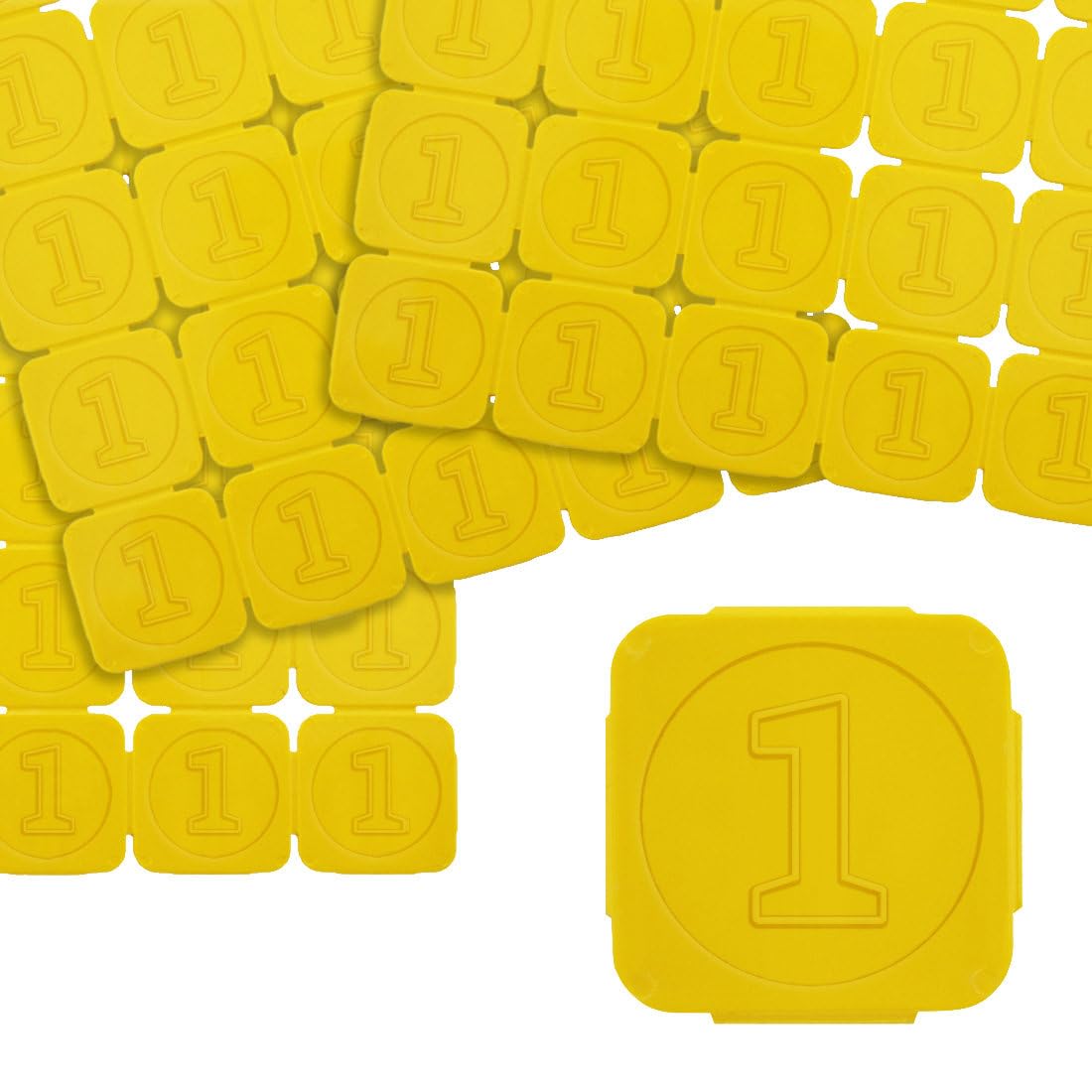 CombiCraft 1000 jetons événementiels séparables jaune plastique relief chiffre 1