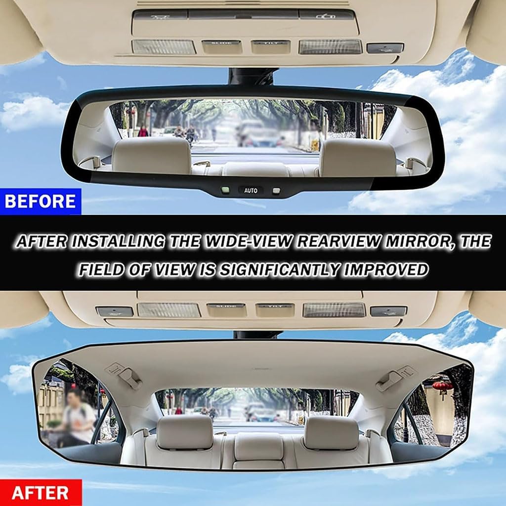 Car Interior Wide View Rearview Mirror for Ford Expedition 1997–2021 2022 2023 2024 2025 2026, Panoramic Convex Interior Clip HD Anti Glare on Wide Angle Mirror,B 299 * 90mm