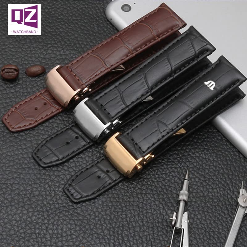 Bracelet montre cuir véritable 20 mm résistant avec boucle déployante agate - 3