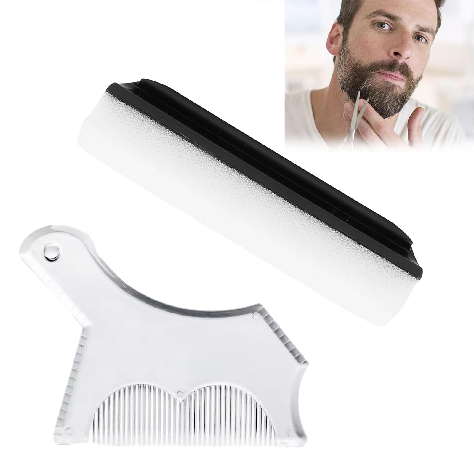 1 Pcs Beard Sponge Barthaar Schwamm Sponge for Beard Hair Barthaare Entfernen Waschbecken The Sponge for Beard Hair Bartschwamm Waschbecken Schwamm für Barthaare Und 1 Pcs Bartschablone Herren
